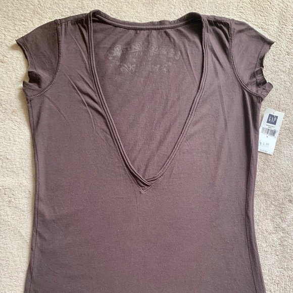 GAP low V-neck small casual brown shirt - Picture 3 of 7